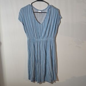 Light Blue Striped Mini Dress w/ Pockets!